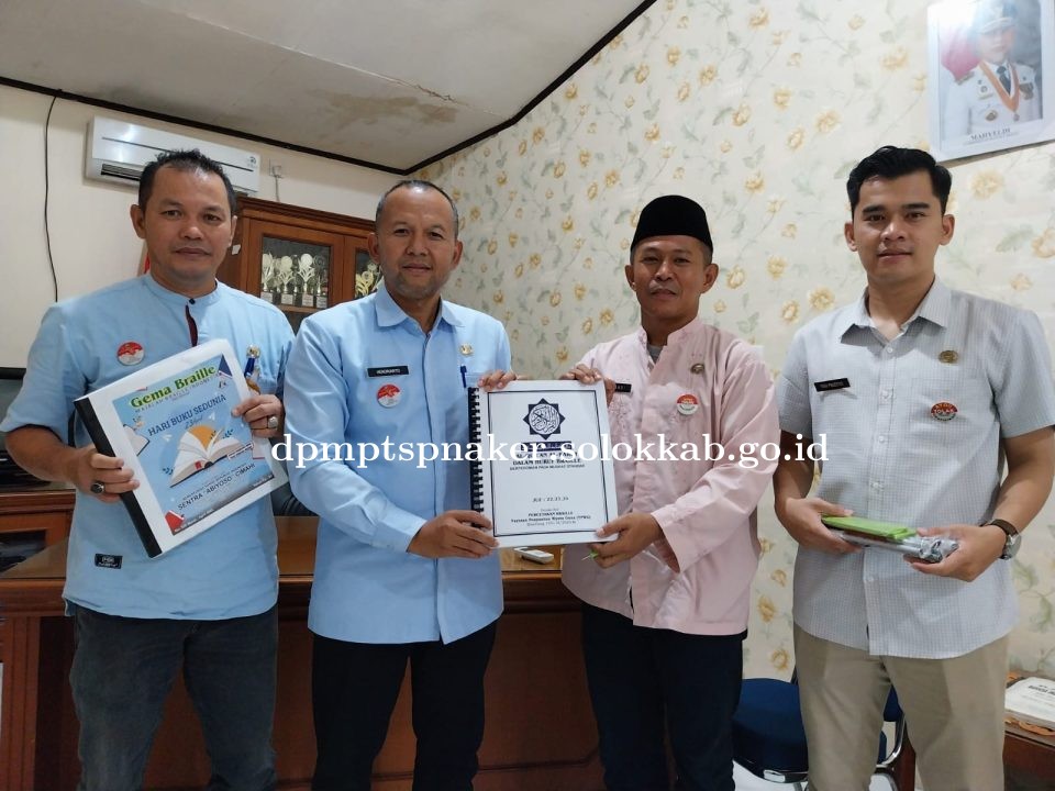 DPMPTSPNAKER Kab. Solok Gandeng Panti Tuna Netra Tuah Sakato Padang Untuk Kerjasama Penyediaan Alat Bantu Layanan Khusus